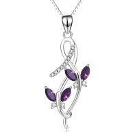 wholesale 925 Sterling Silver Pink Austrian Crystal Infinity Butterfly Pendant Necklace-A-Amethyst Purple