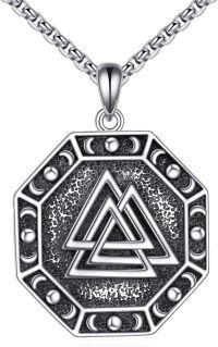 wholesale 925 Sterling Silver Viking Valknut Triangle Pendant Necklace  for Men & Women-Valknut