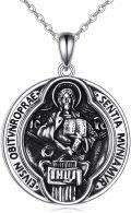 wholesale 925 Sterling Silver Religious Medal Necklace with St. Benedict Pendant - Christian  for Men & Women-0-0
