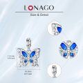 wholesale 925 Sterling Silver Blue Enamel Butterfly Pendant Charm Necklace  for Women Girls-0-5