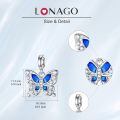 wholesale 925 Sterling Silver Blue Enamel Butterfly Pendant Charm Necklace  for Women Girls-0-5