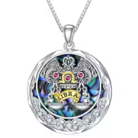 TOUPOP Sterling Silver Tourmaline Libra Zodiac Constellation Pendant Necklace-undefined