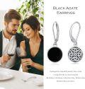 wholesale 925 Sterling Silver Black Onyx Celtic Knot Valknut Viking Drop Earrings-0-5