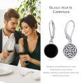 wholesale 925 Sterling Silver Black Onyx Celtic Knot Valknut Viking Drop Earrings-0-5