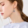 wholesale 925 Sterling Silver Red Enamel Winged Cross Drop Earrings-0-4