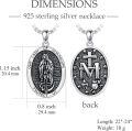 wholesale 925 Sterling Silver Virgin Mary Necklace with Miraculous Medal - Catholic Pendant - Marian Cross & Sacred Heart - Oxidized Silver -  - Religious Gift for Women & Men-0-4