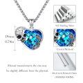 wholesale 925 Sterling Silver Heart-Shaped Pendant w/ Blue Crystal & Butterfly Charm on Black Cord (20 + Extender)-0-3