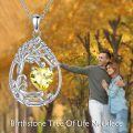 wholesale Sterling Silver Yellow Gold Plated Gemstone Tree of Life Pendant Necklace-0-165