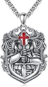 wholesale 925 Sterling Silver Knight's Templar Cross Shield Pendant Necklace -Knights Templar