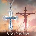 wholesale 925 Sterling Silver Abalone Shell Inlay Cubic Zirconia Cross Pendant Necklace for Women and Men-0-1