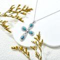 wholesale 925 Sterling Silver Natural Turquoise Stone Cross Pendant Necklace for Women-0-1