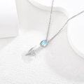 wholesale 925 Sterling Silver Blue Opal Tulip Pendant Necklace for Women-0-3