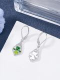 wholesale 925 Sterling Silver Green Enamel Irish Hat & Shamrock Drop Earrings for Women - Saint Patricks Day Jewelry-0-2