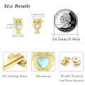 wholesale 925 Sterling Silver Gold Plated Cute Owl Heart Blue Opal Stud Earrings-0-4
