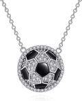 wholesale 925 Sterling Silver Black Onyx & CZ Soccer Ball Pendant Necklace for Women Golf Lovers s-0-0