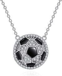 wholesale 925 Sterling Silver Black Onyx & CZ Soccer Ball Pendant Necklace for Women Golf Lovers s-Soccer