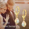 wholesale 14K Gold Sun & Moon Filigree Teardrop Dangle Leverback Earrings-0-3