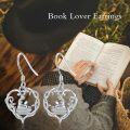 wholesale 925 Sterling Silver Heart-Shaped Bookworm Dangle Earrings for Women-0-2
