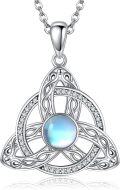 wholesale 925 Sterling Silver Celtic Triquetra Necklace with Moonstone and Turquoise-0-0