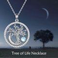 wholesale 925 Sterling Silver Moonstone & Mother-of-Pearl Tree of Life Pendant Necklace-0-4