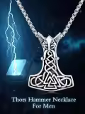 TOUPOP 925 Sterling Silver Viking Thor Hammer Valknut Necklace-0-3