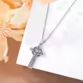 wholesale 925 Sterling Silver Celtic Knot Cross Pendant Necklace Wholesale with Cubic Zirconia Accent for Women and Men - Religious Christian -0-2