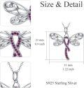 wholesale 925 Sterling Silver Dragonfly Pink Ribbon Breast Cancer Awareness Pendant Necklace for Women Gifts-0-1