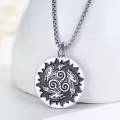 wholesale 925 Sterling Silver Norse Raven & Sun Symbol Pendant Necklace Wholesale  with Chain - Viking Runes Jewelry for Men Women Gifts-0-2