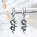wholesale 925 Sterling Silver Dragon Shape Charm Hoop Huggie Earrings for Women and Girls-0-1