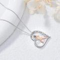 wholesale 925 Sterling Silver Tennis Player Heart Pendant Necklace Cubic Zirconia Rose Gold-0-1