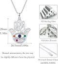 wholesale 925 Sterling Silver CZ Abalone Shell Hamsa Evil Eye Pendant Necklace-0-4