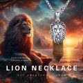 wholesale 925 Sterling Silver Brown Stone Pendant Necklaces with Lion Head Charm for Men & Women-0-4