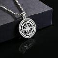 wholesale 925 Sterling Silver Compass Pendant Necklace  with Gear Design and Cubic Zirconia Accent - Travel Jewelry for Women & Men-0-2