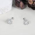 wholesale 925 Sterling Silver Teardrop CZ Flower Studs Earrings for Women Girls  48x36mm-0-4