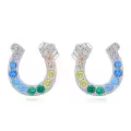 TOUPOP White Gold Plated S925 Sterling Silver Horseshoe Stud Earrings-0-0