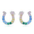 TOUPOP White Gold Plated S925 Sterling Silver Horseshoe Stud Earrings-0-0