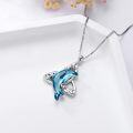 wholesale 925 Sterling Silver Blue Crystal Dolphin Pendant Necklace Gift for Women and Girls-0-5