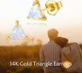 wholesale 14K Gold Triangle Opal Stud Earrings - 14K Solid Gold Jewelry for Women-0-5