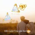 wholesale 14k Gold Triangle White Opal Stud Earrings For Women-0-5