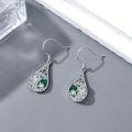 wholesale 925 Sterling Silver Green Moss Agate Celtic Knot Teardrop Dangle Earrings-0-1