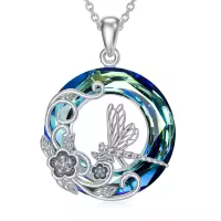 TOUPOP Sterling Silver Crystal Dragonfly Necklace Gift for Women-undefined