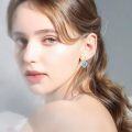 wholesale 925 Sterling Silver Teardrop Shape Turquoise & Cubic Zirconia Drop Earrings for Women-0-2