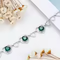 wholesale 925 Sterling Silver & Emerald May Birthstone Heart Bracelet, Hypoallergenic, 6.5+2 Extender, Lobster Clasp, Gift for Women-0-3
