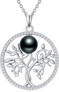wholesale Tahitian Tree Of Life Black Pearl Necklace For Women Sterling Silver Black Pearls Necklace Gifts For Sister Birthday Anniversary Jewelry Valentine Christmas Gifts For Women Wife Her -0-0