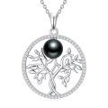 TOUPOP Sterling Silver Black Pearls Necklace Women's Jewelry Gift-0-0