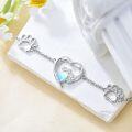 wholesale 925 Sterling Silver Heart Paw Print Opal Stone Adjustable Bolo Bracelet-0-4