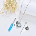 wholesale 925 Sterling Silver Heart-Shaped Blue Crystal Sunflower Cremation Keepsake Pendant Necklace with Funnel and Filler Tool Set-0-2