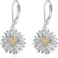 wholesale 925 Sterling Silver Sunflower Heart Drop Earrings for Women-0-0