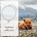 wholesale 925 Sterling Silver Nature Style Bracelet for Women Charm Link Adjustable Highland Cow Anklet Jewelry Anniversary Birthday Gifts-0-4