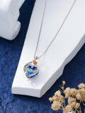 wholesale 925 Sterling Silver Blue Crystal Heart Pendant Necklace for Nana Grandmother-0-2